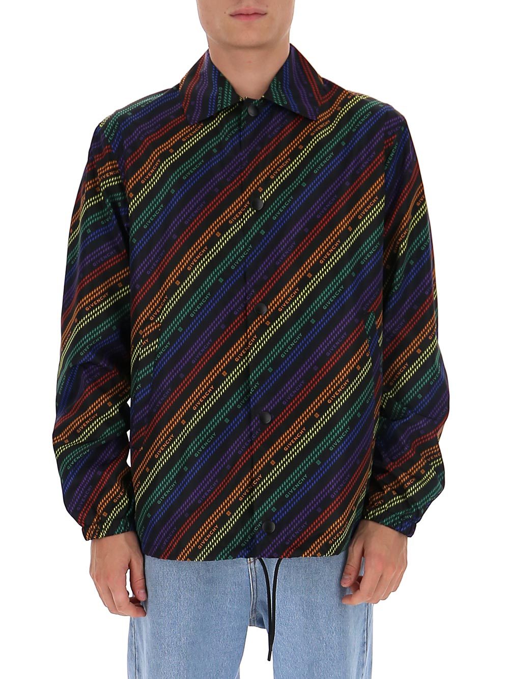 Givenchy Chain-print Buttoned Jacket In Black