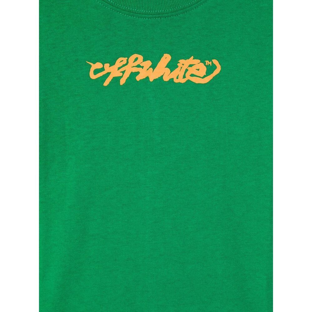 Off-white Script-logo Cotton T-shirt In Green
