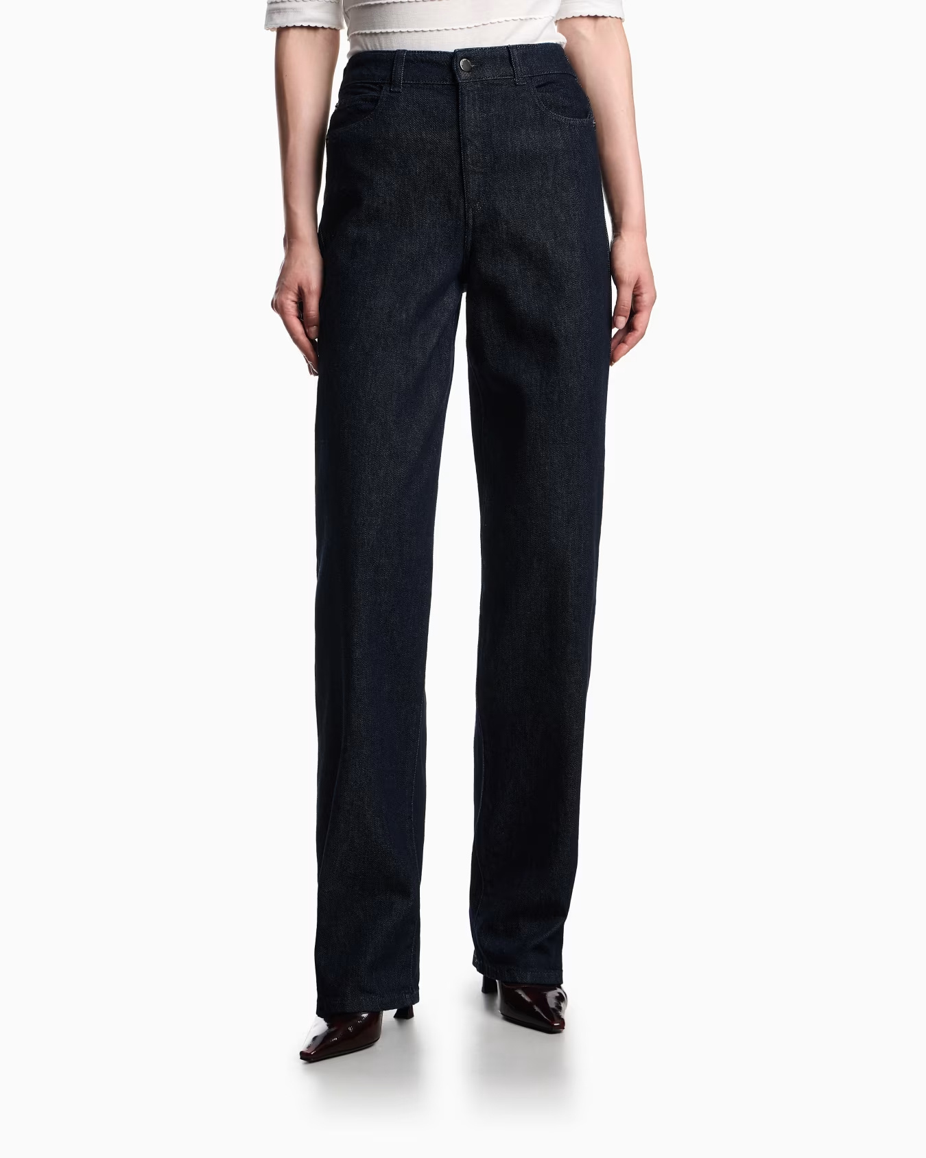 Emporio Armani Logo-embroidered Jeans In Blue