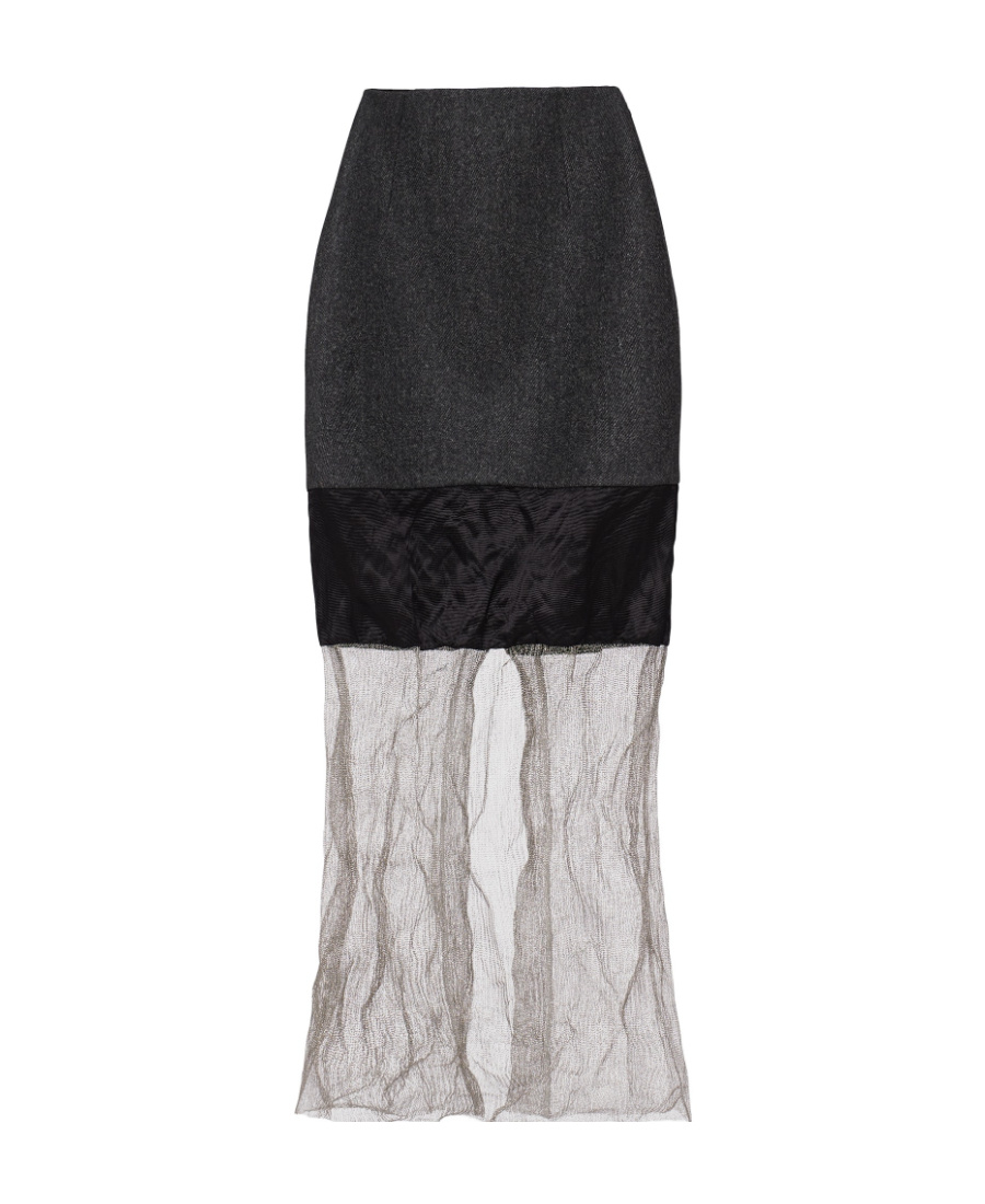 Prada Medium-length Skirt In Splicing Details In Black