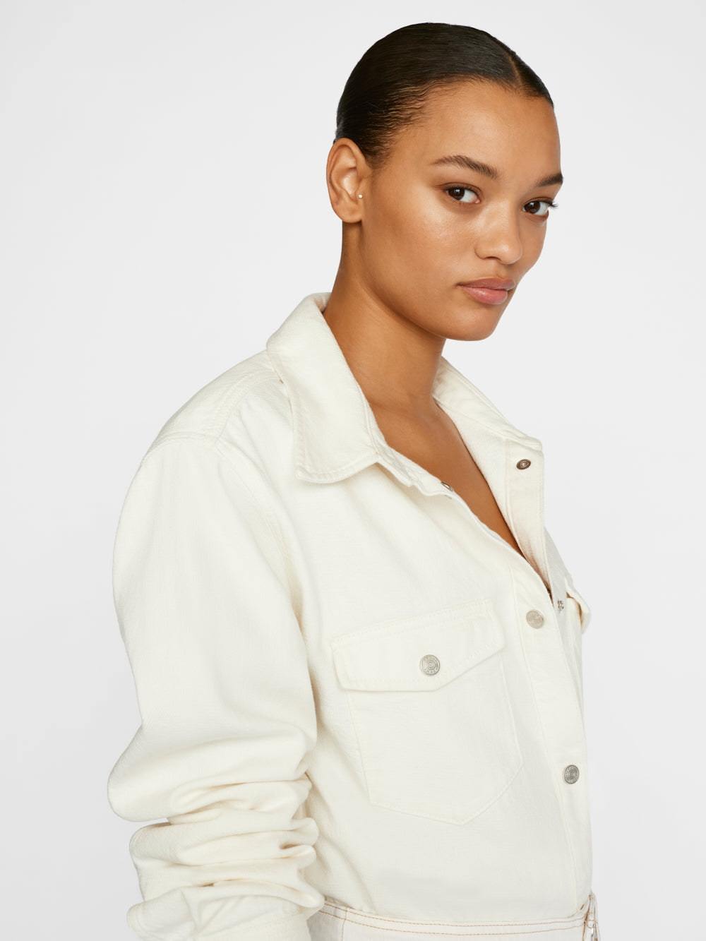 Frame Long-sleeved Buttoned Shirt In White