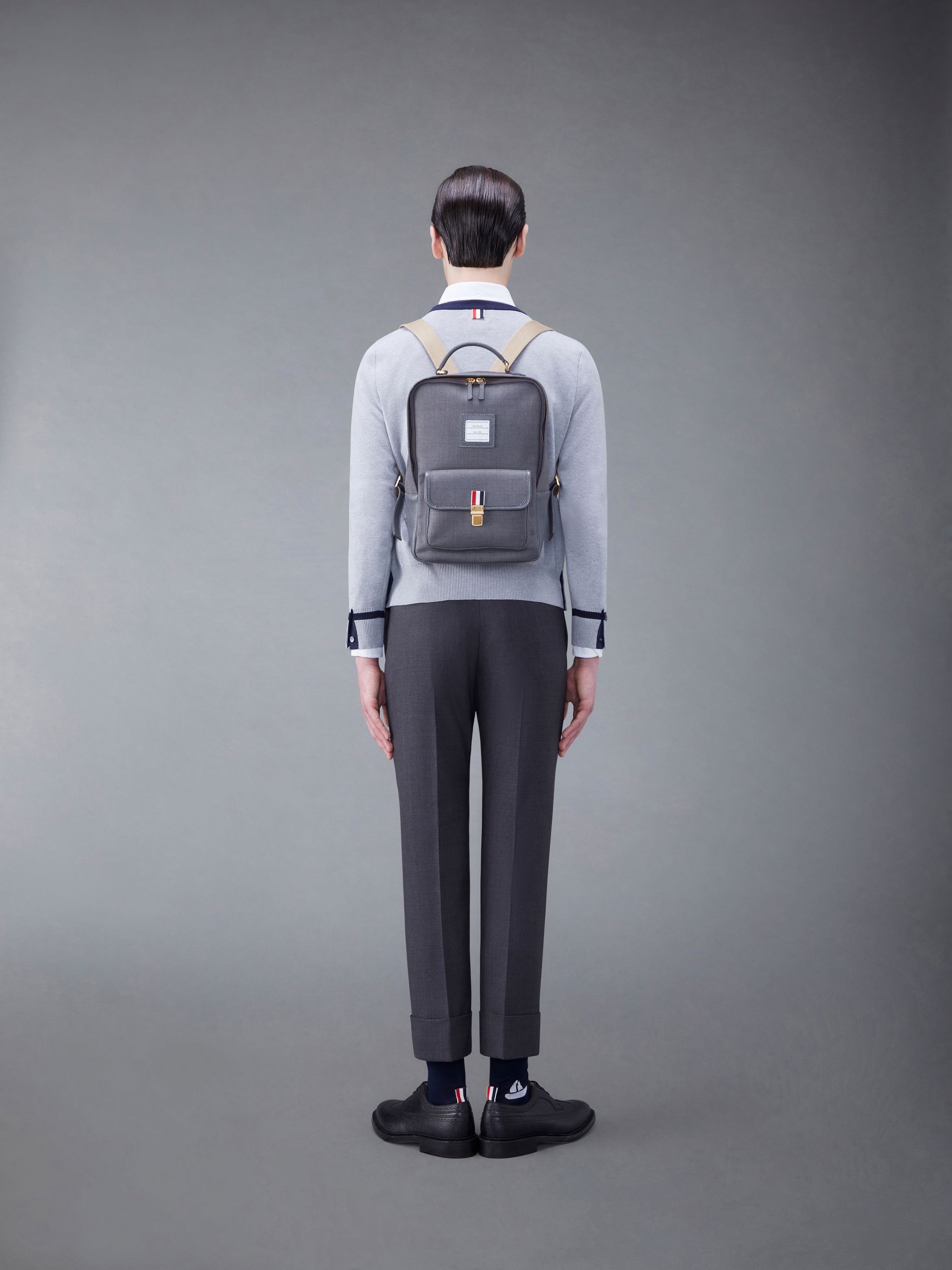 Thom Browne School Twill Backpack In Black