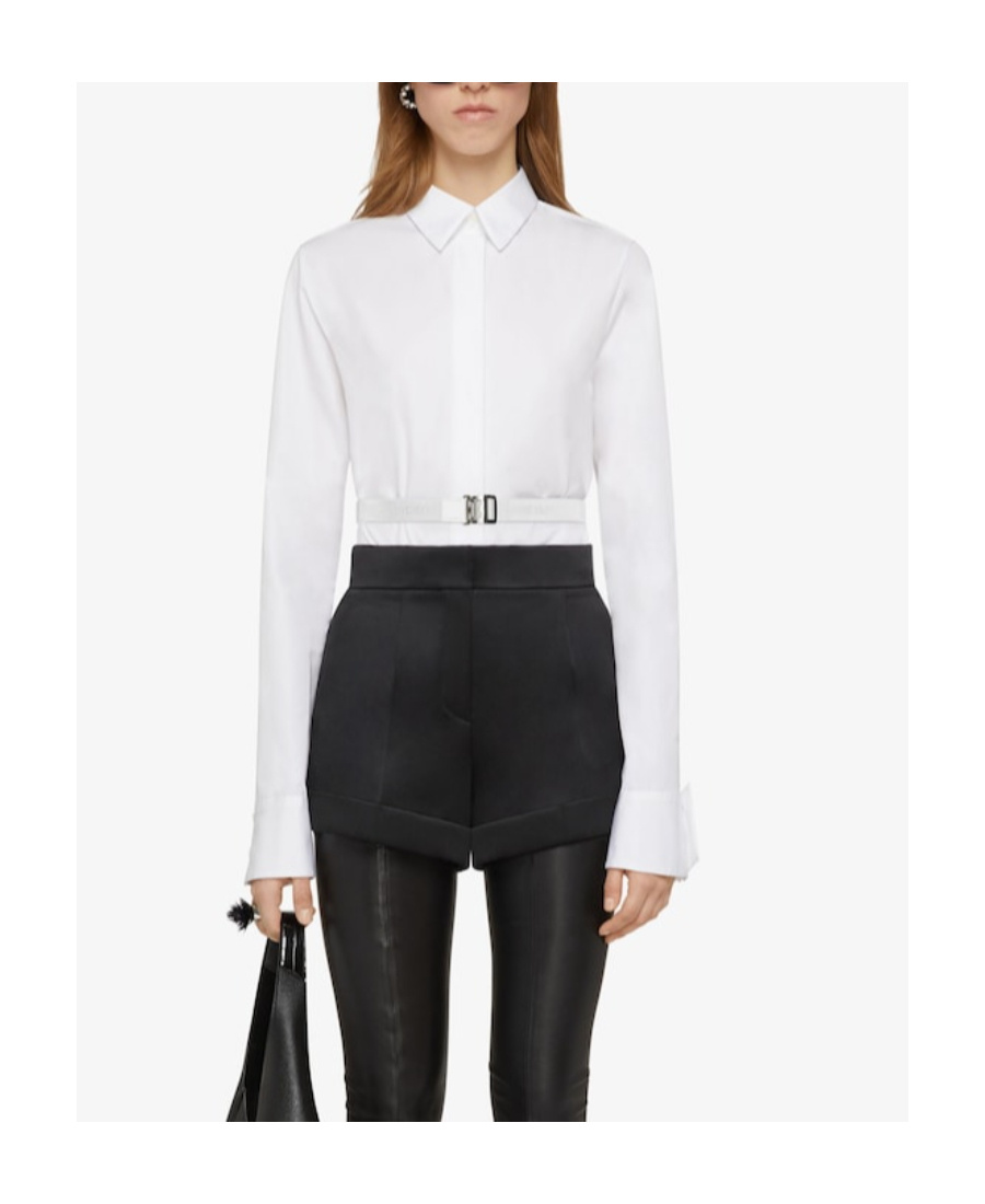 Givenchy 4g Belted Poplin Shirt In White
