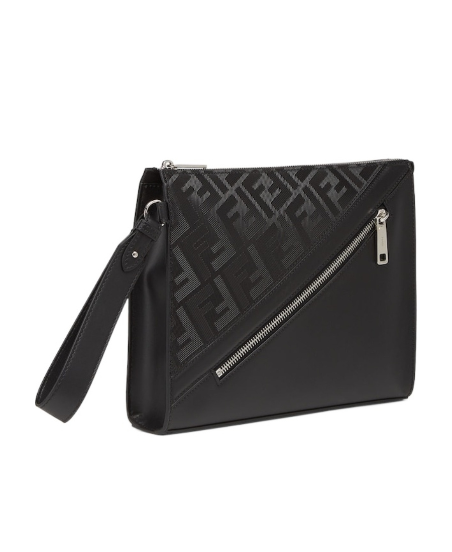 FENDI FENDI SHADOW DIAGONAL ZIPPED CLUTCH BAG