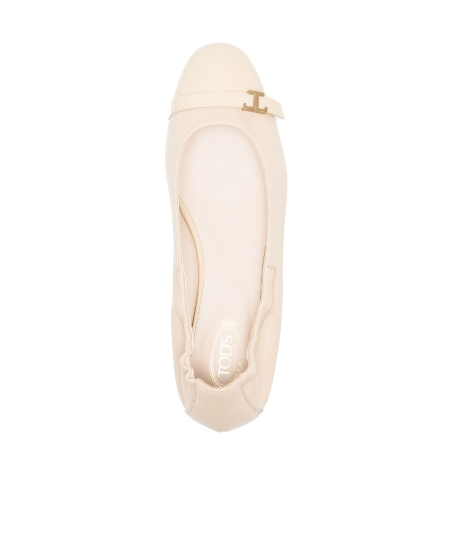TOD'S LOGO-PLAQUE LEATHER BALLERINA SHOES
