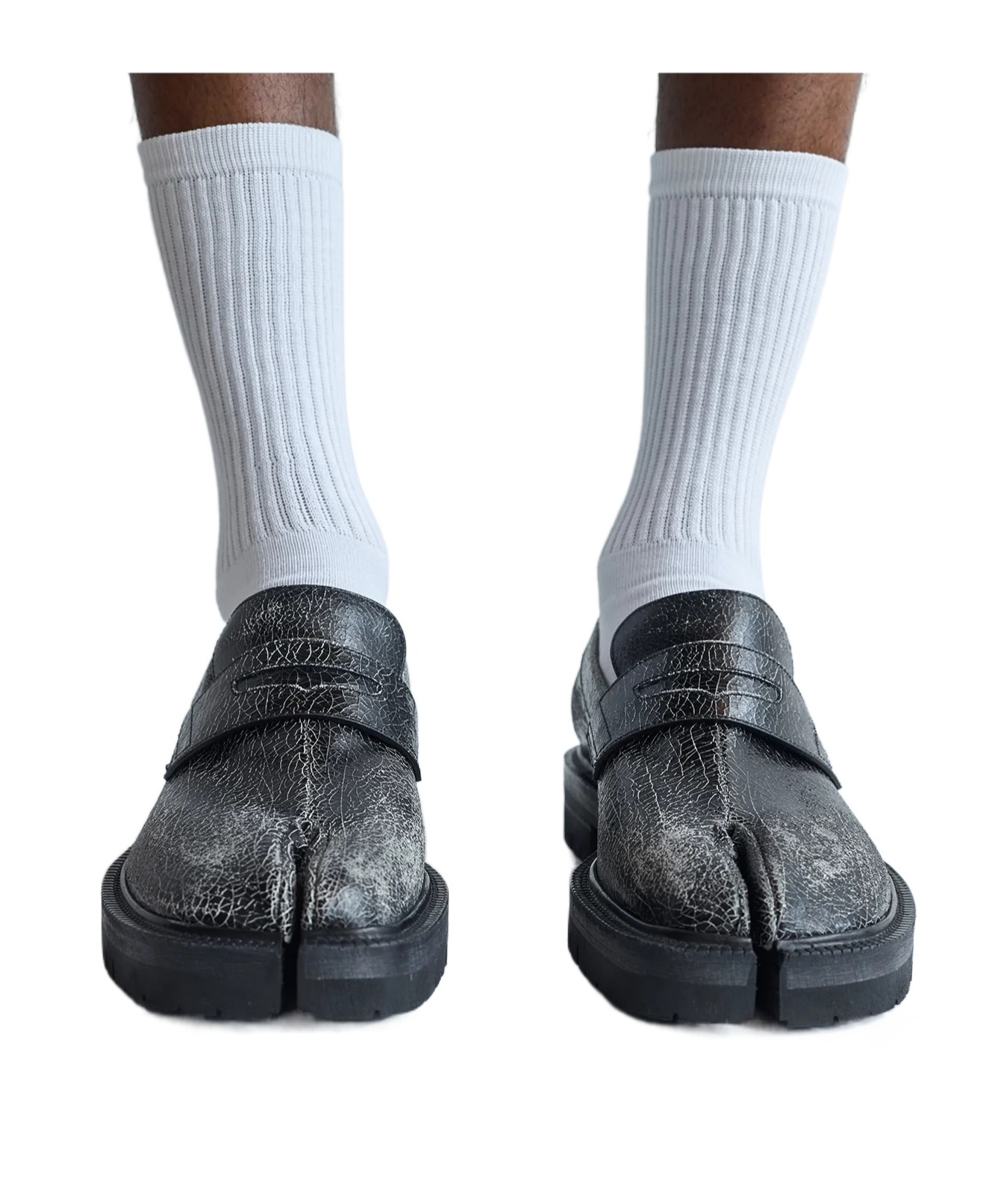 Maison Margiela Taby County Crackled Loafers In Multi