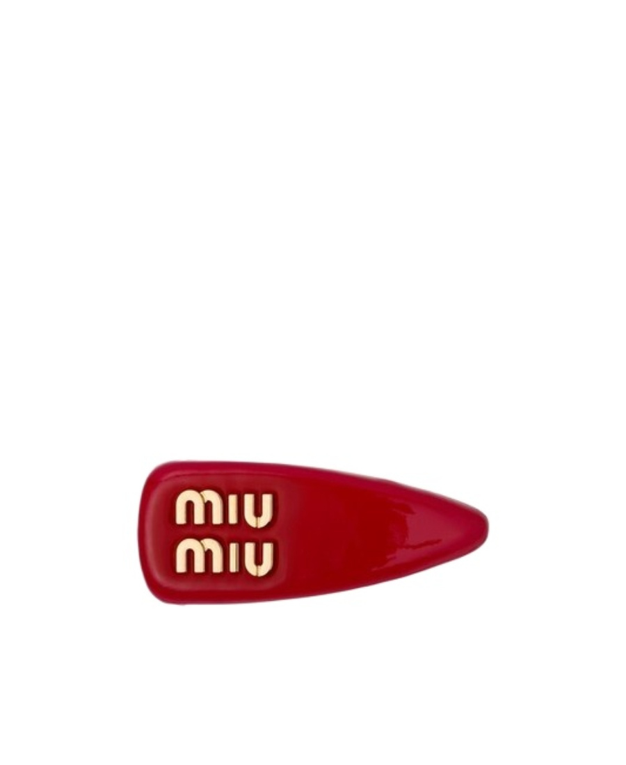 Miu Miu Patent Leather Hair Clip In Red