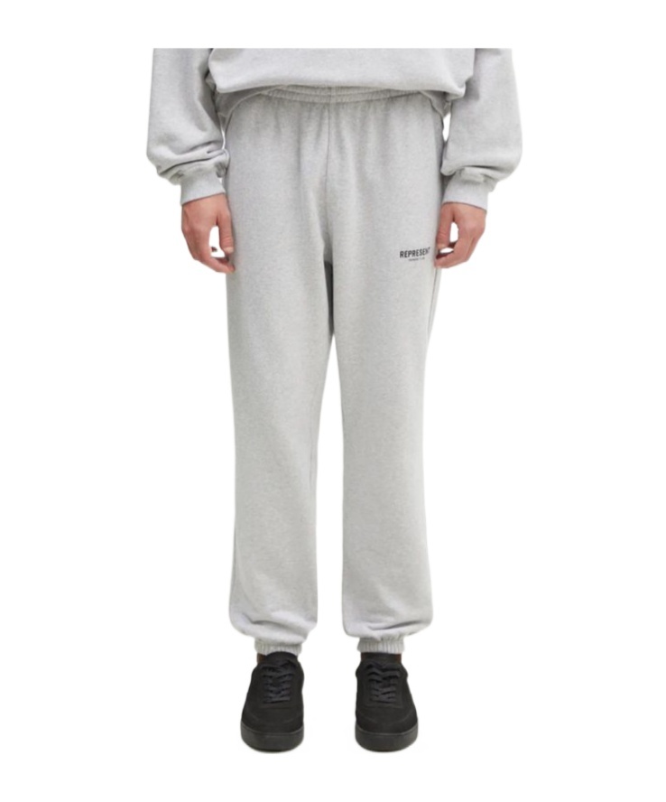 Represent Owners Club Logo-print Cotton Sweatpants In Gray