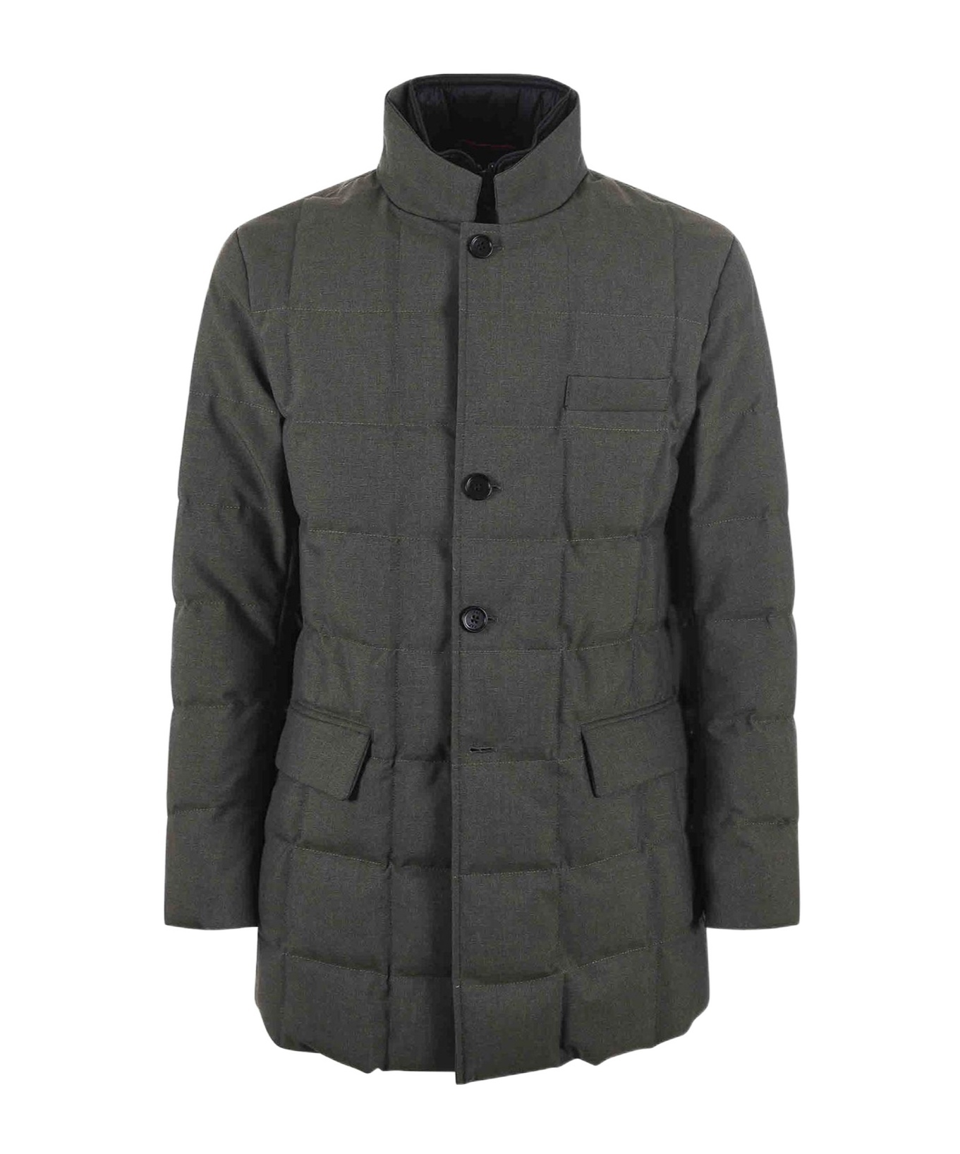 Fay Notched-collar Quilted Down Jacket In Black