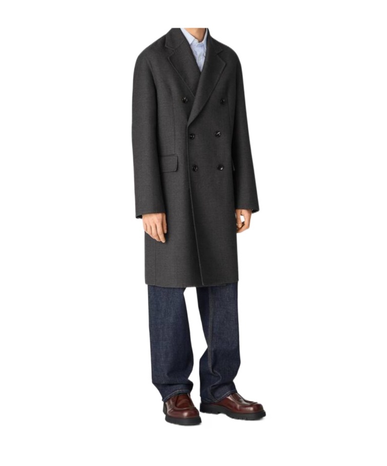 Bottega Veneta Double-layer Wool Coat In Black