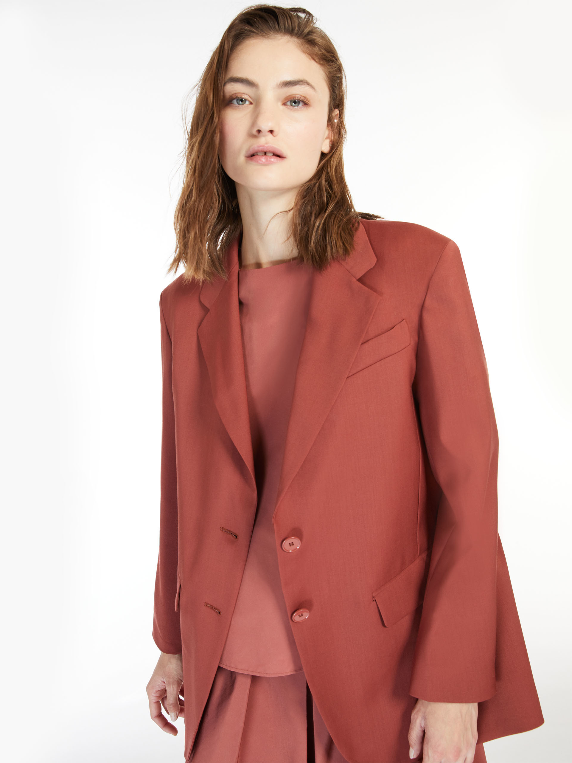 Weekend Max Mara Single-breasted Wool Suit Jacket In Brown