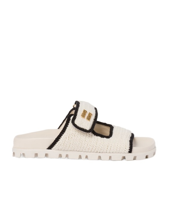 Miu Miu Crocheted Knitted Slippers In Pink