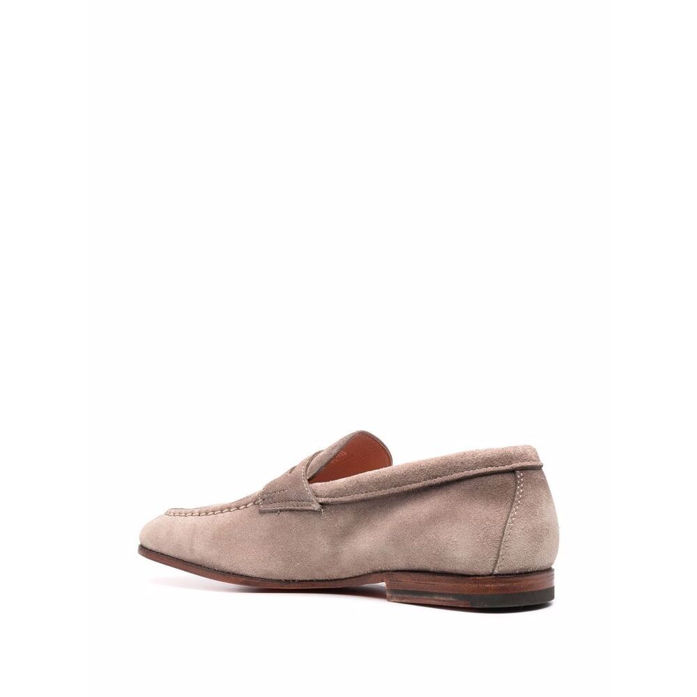 Santoni Leather Moccasin Shoes In Brown