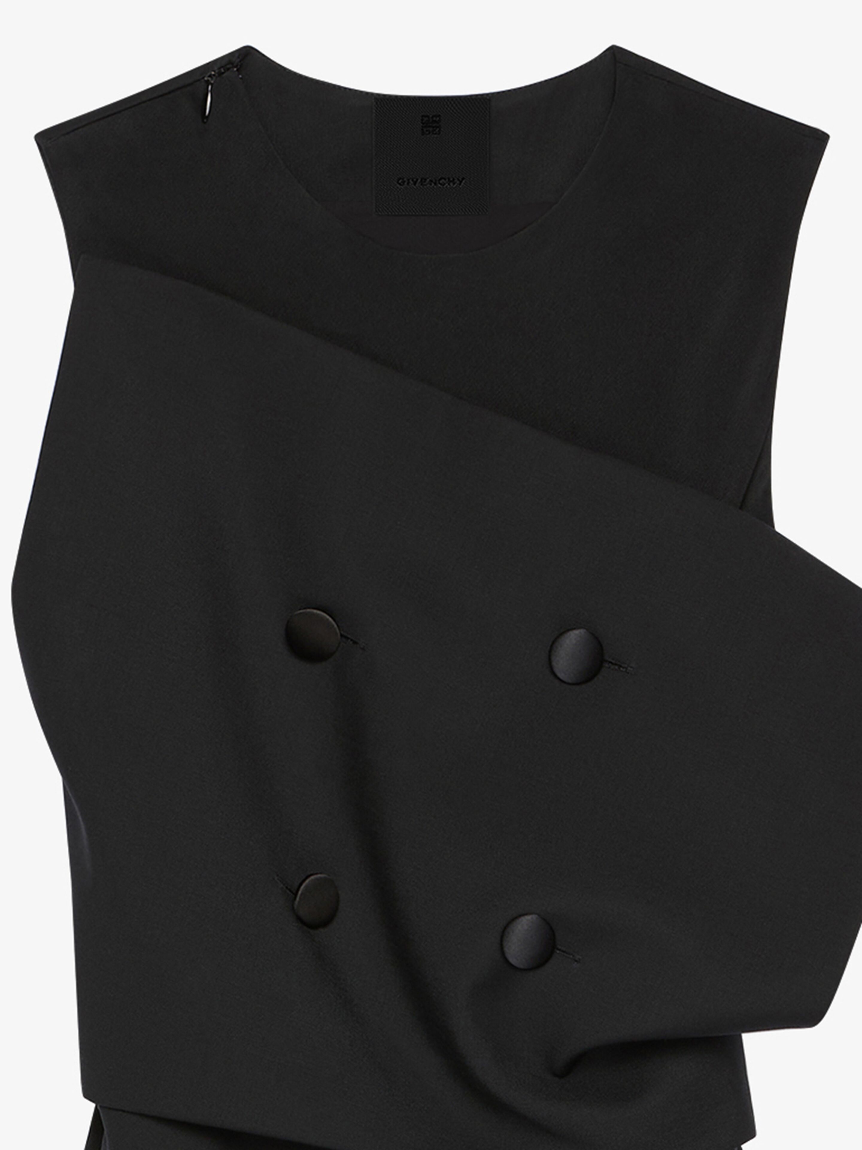 Givenchy Asymmetric Dress In Wool And Mohair With Plaston In Black