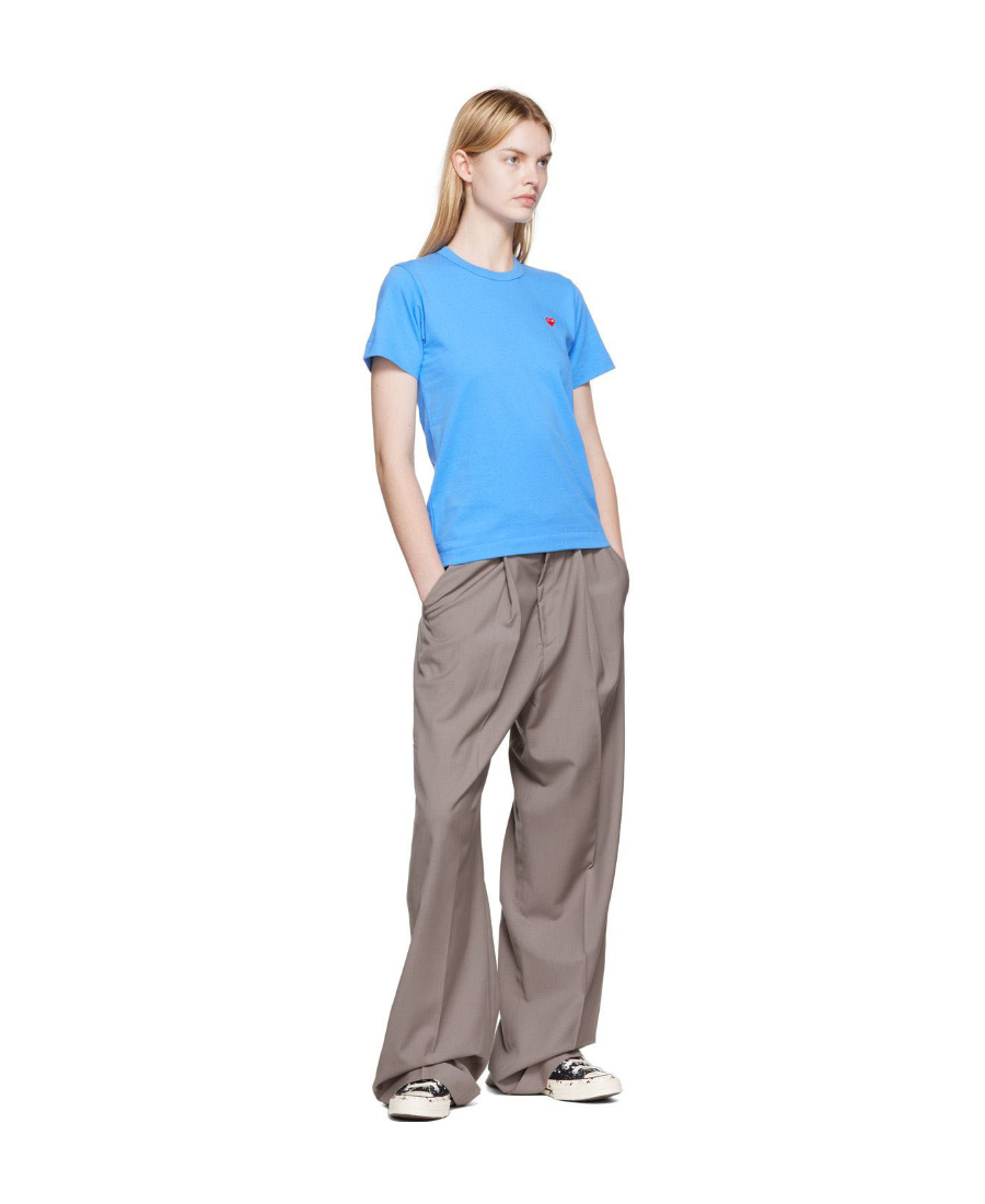 Comme Des Garçons Play Cotton Embroidered-logo T-shirt In Blue