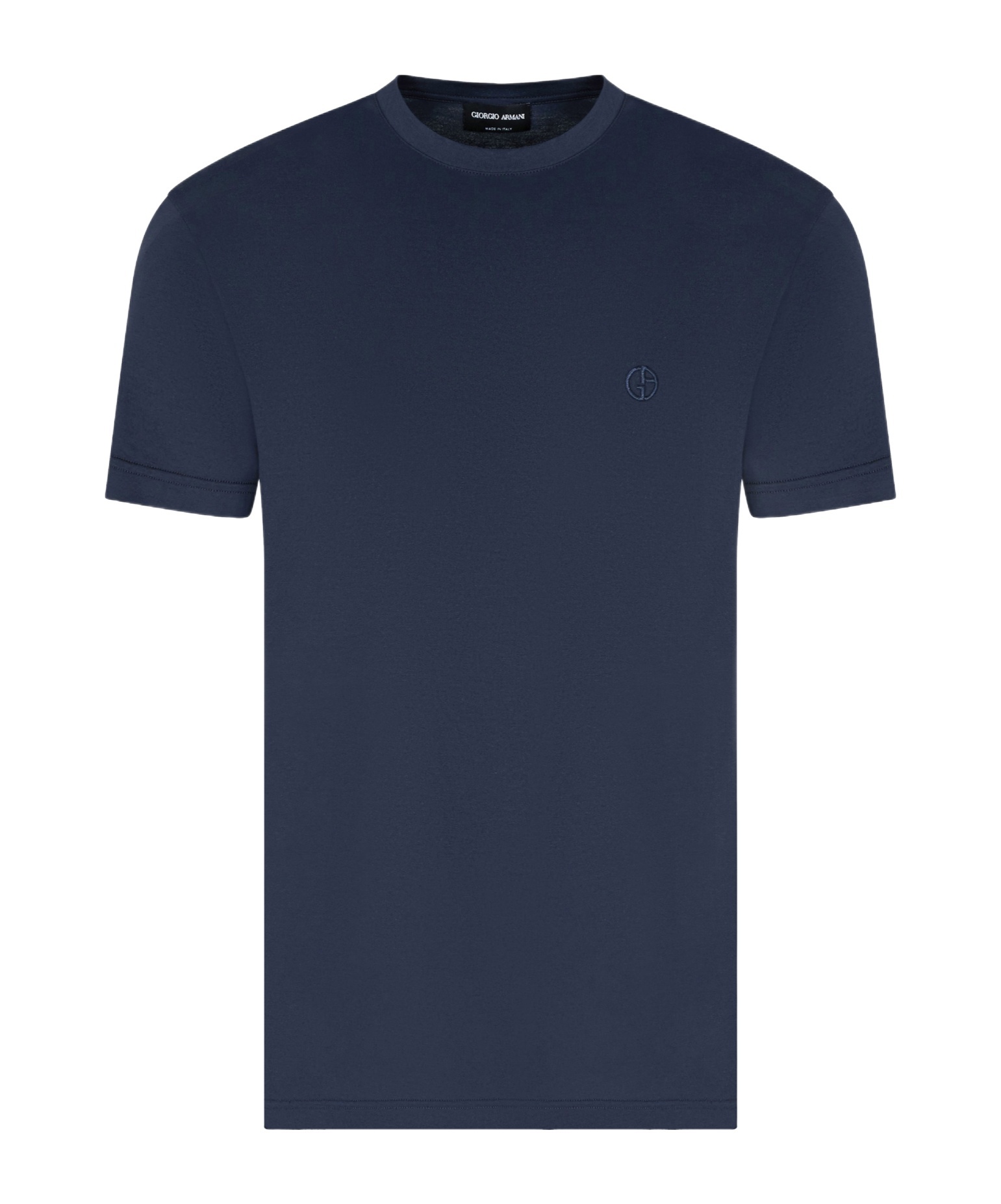 Giorgio Armani Embroidered-logo Cotton T-shirt In Blue