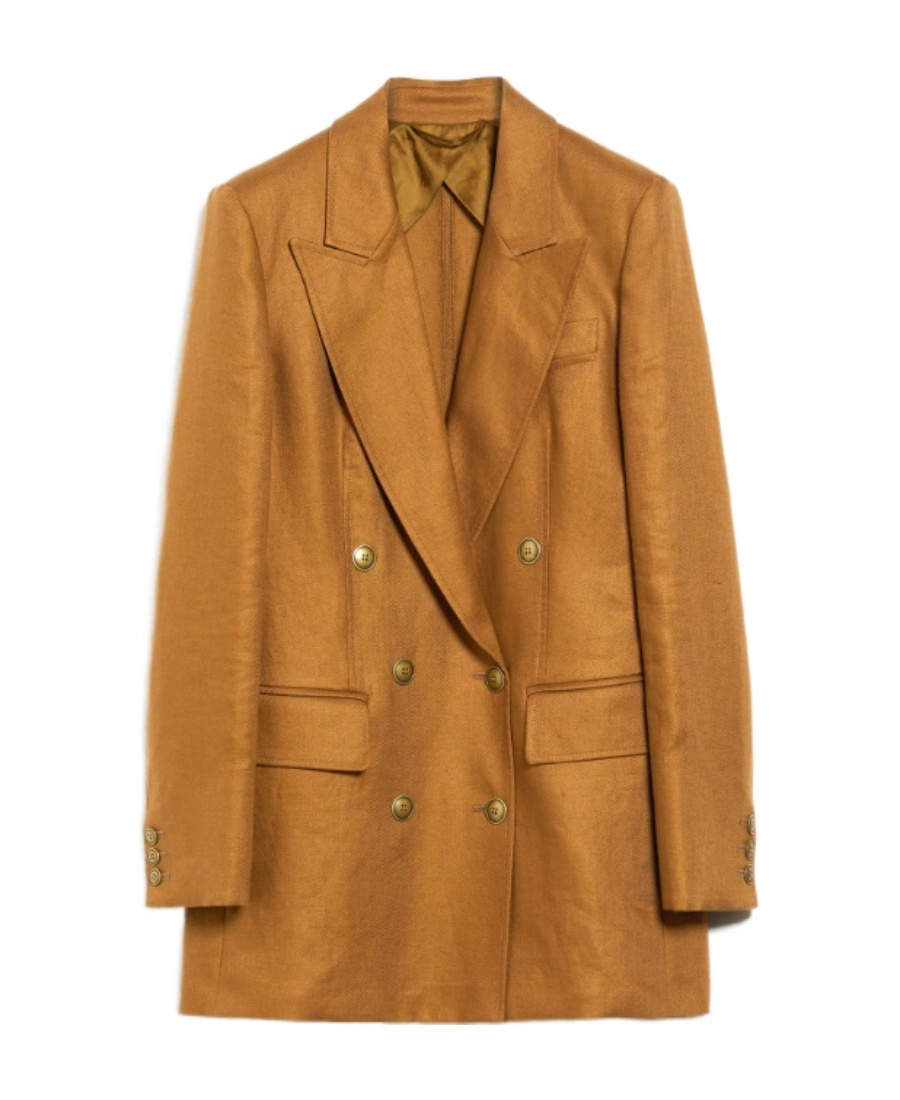 Max Mara Double-breasted Suit Jacket In Brown