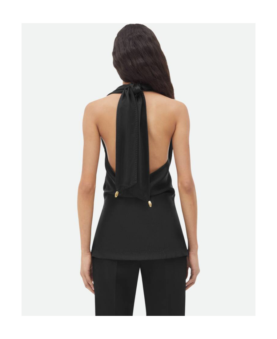 Bottega Veneta Top Drappeggiato In Viscosa Fluida In Black