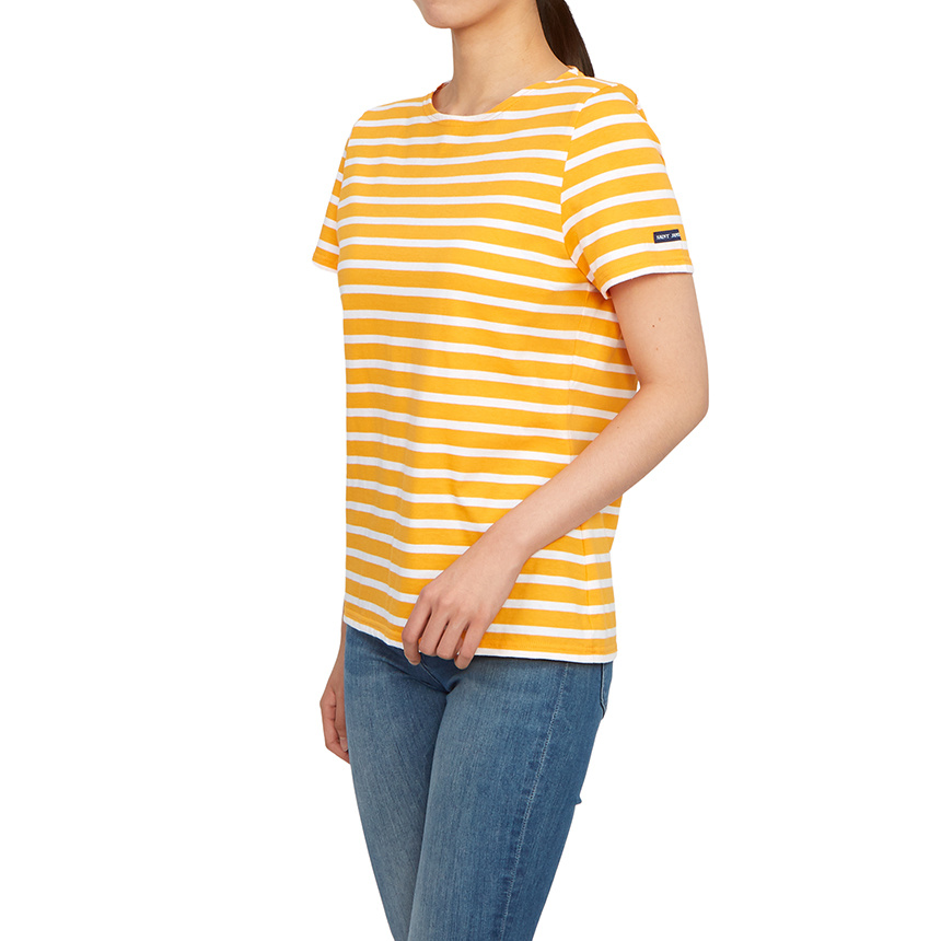 Saint James Round-neck Striped T-shirt In Orange
