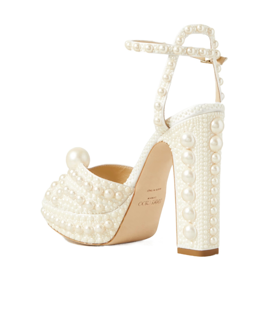 Jimmy Choo Sacaria 120mm Pearly-stud Platform Sandals In White