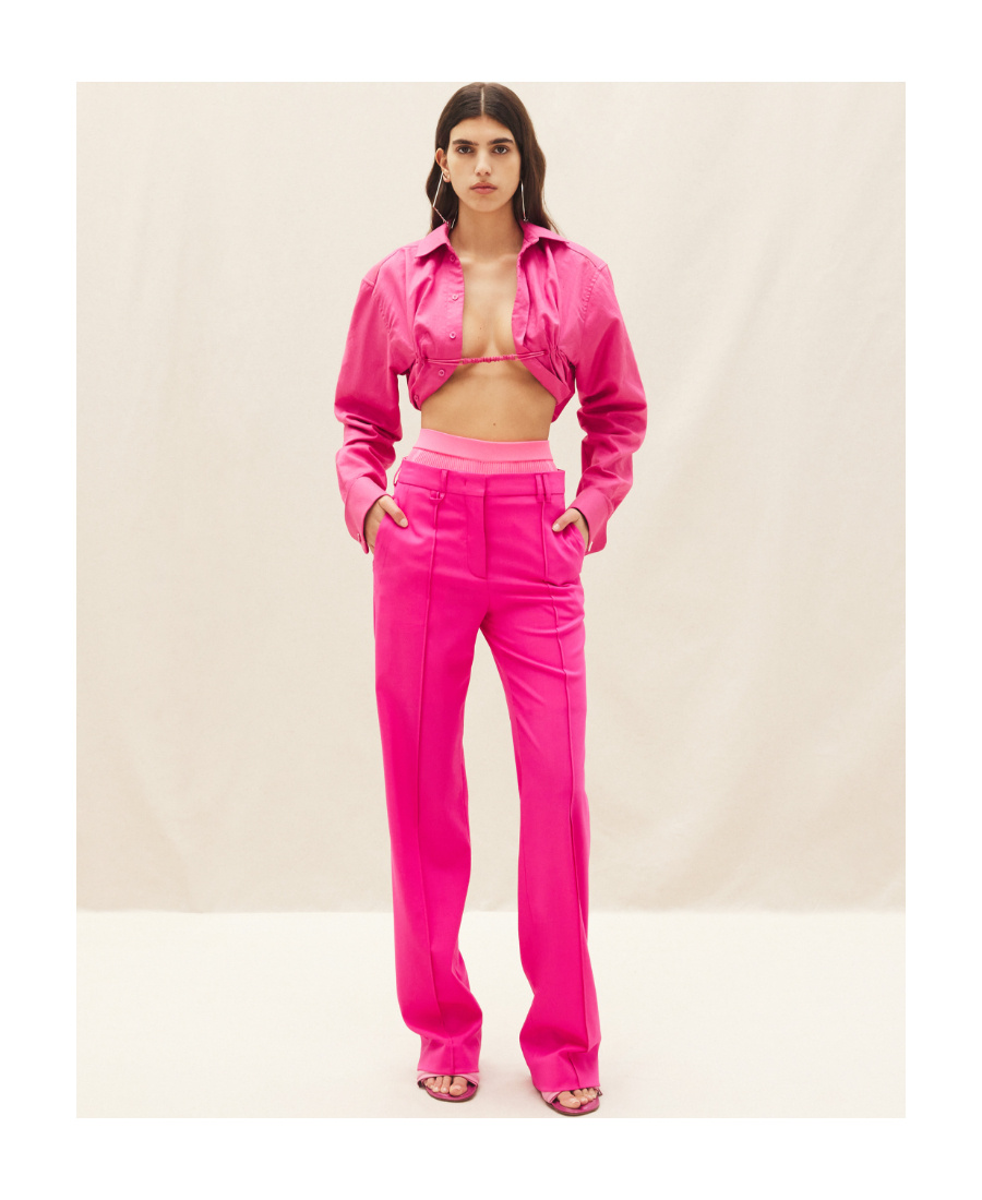 Jacquemus Woman Shirt Fuchsia Size 2 Cotton In Pink