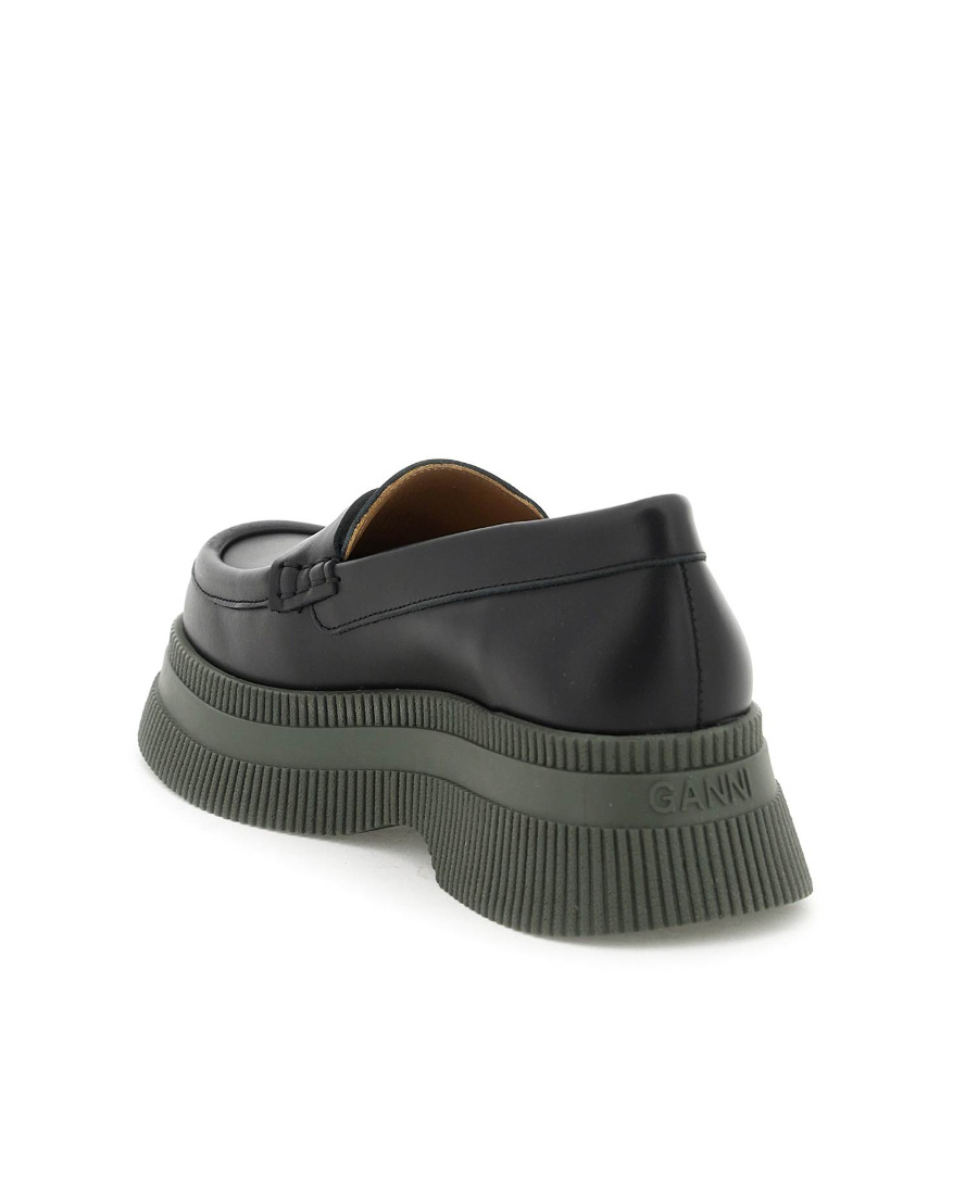 Ganni Platform Penny Loafers In Black