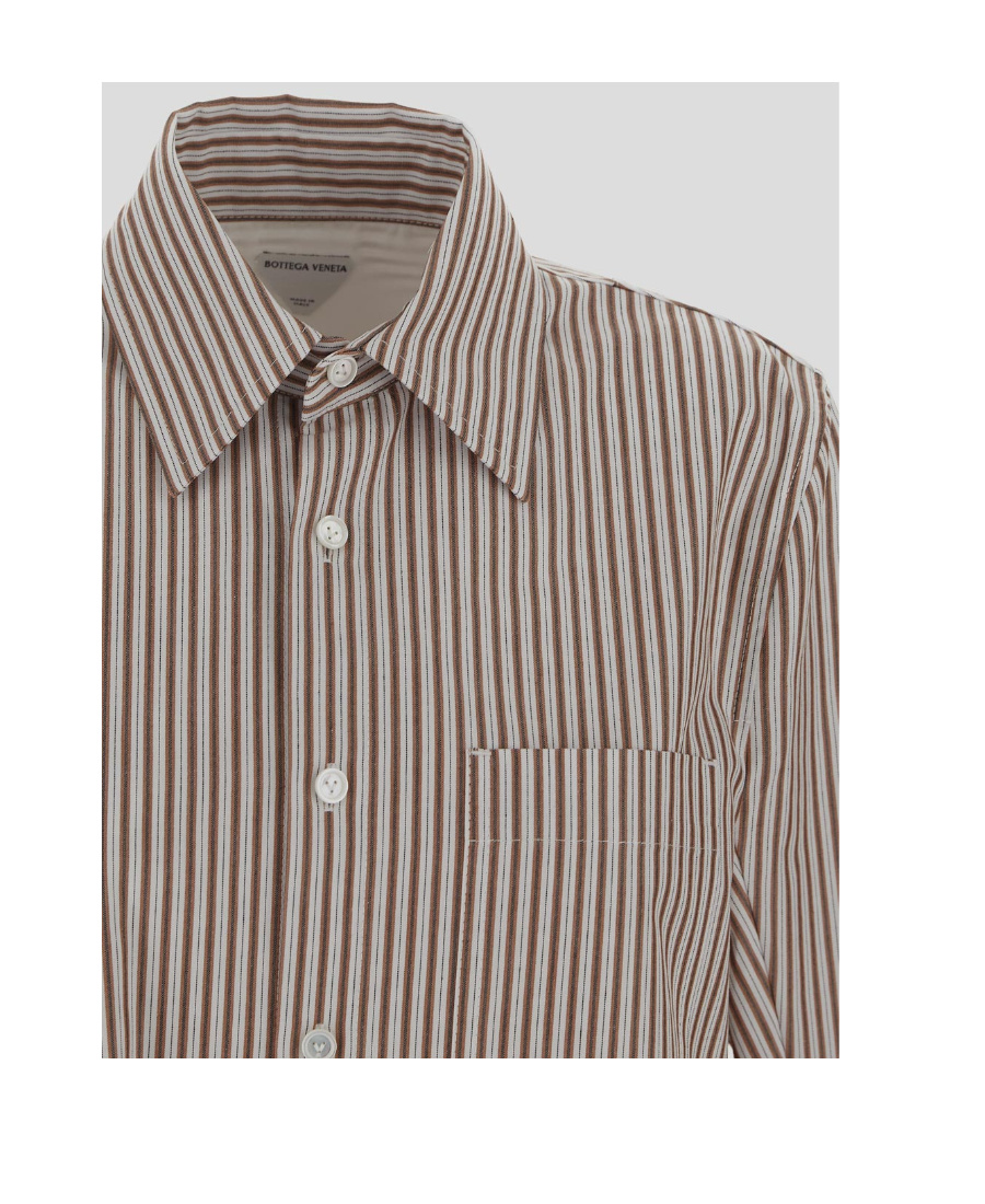 Bottega Veneta Long Striped Shirt In Nude