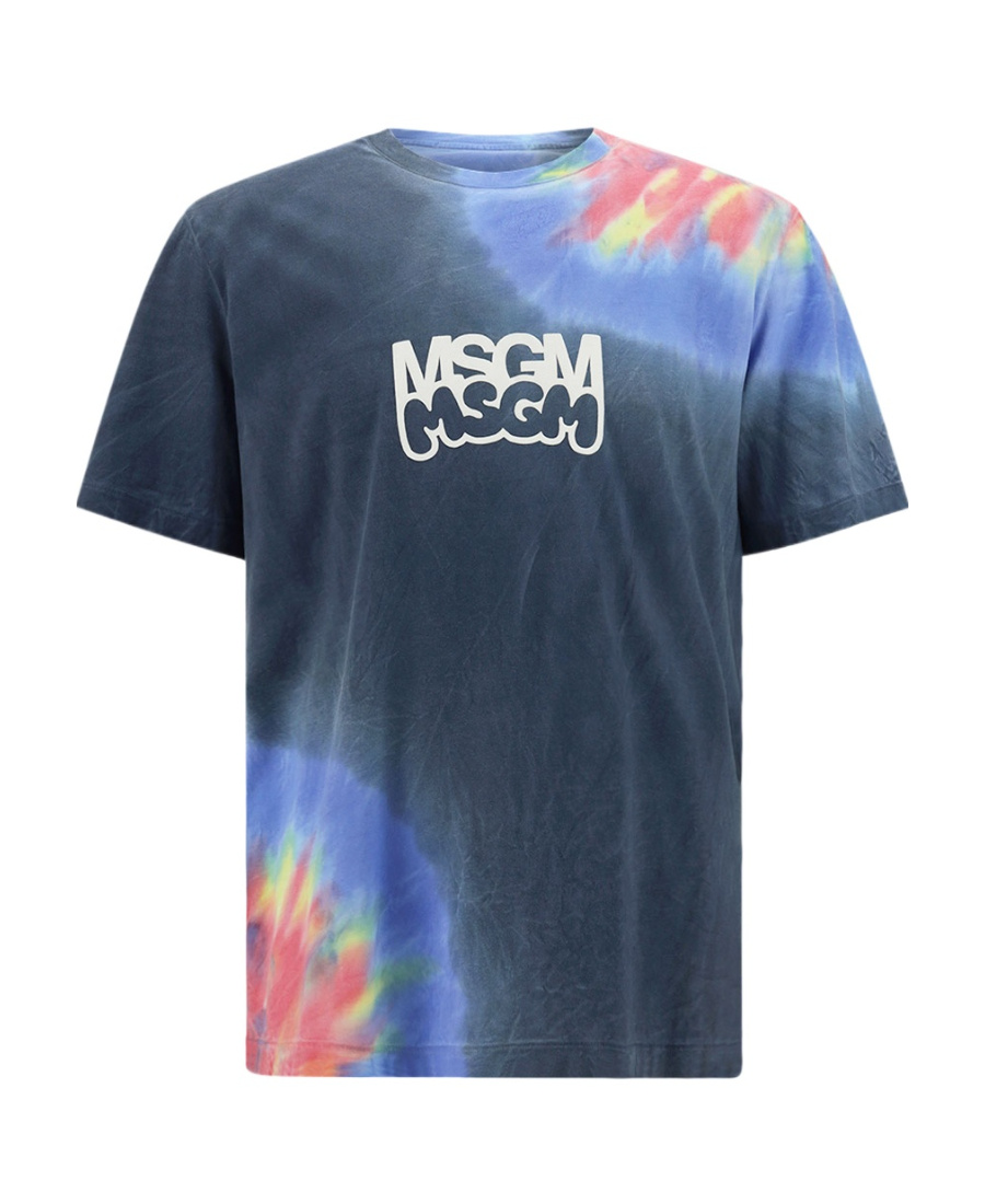 Msgm Tie Dye Cotton Jersey T-shirt In Blue