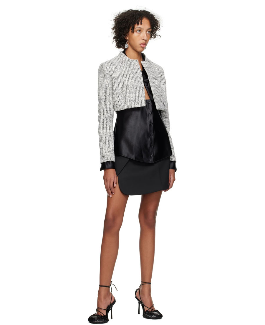 Coperni Cropped Round Collar Casual Jacket In Black