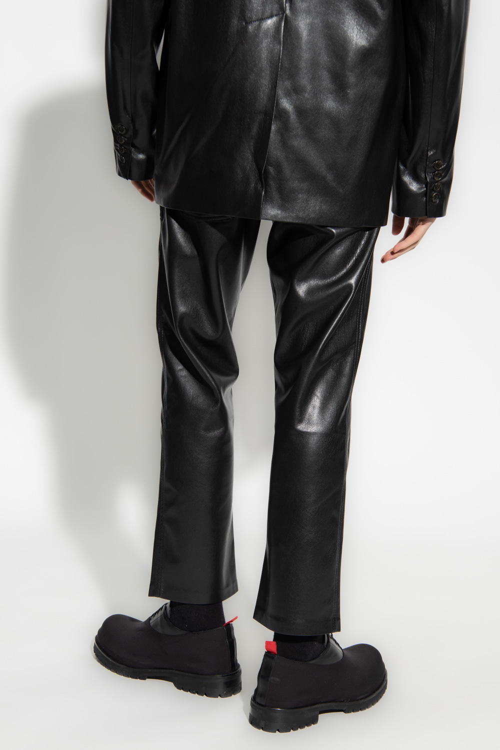 Nanushka Faux-leather Straight-leg Trousers In Black