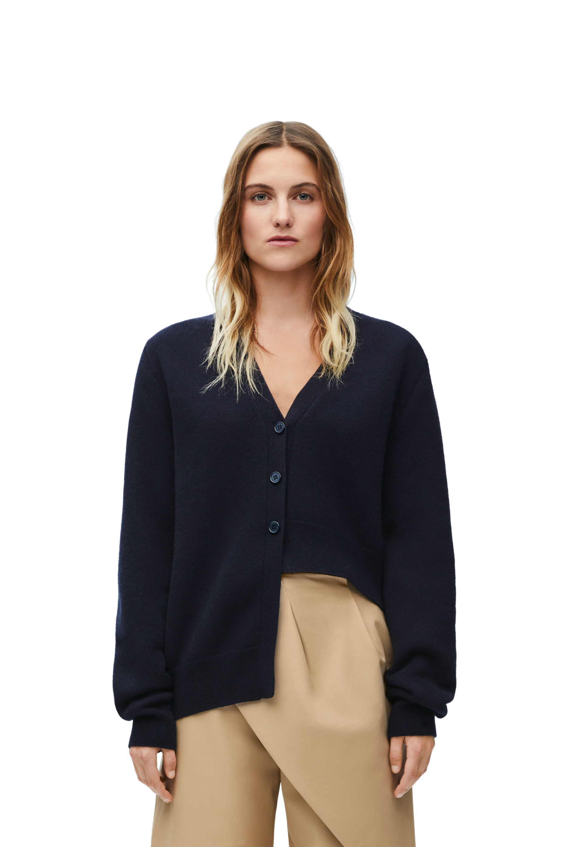 Loewe Cashmere Cardigan With Asymmetric Hemline In Black