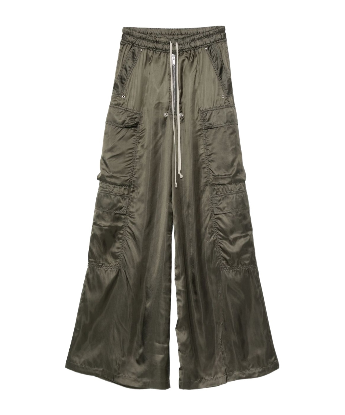 Rick Owens Wide Leg Trousers Elasticated Waistband In Green