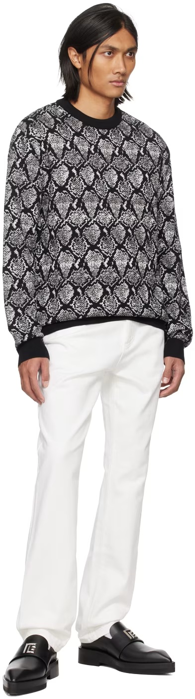 BALMAIN SNAKESKIN JACQUARD PATTERN SWEATER