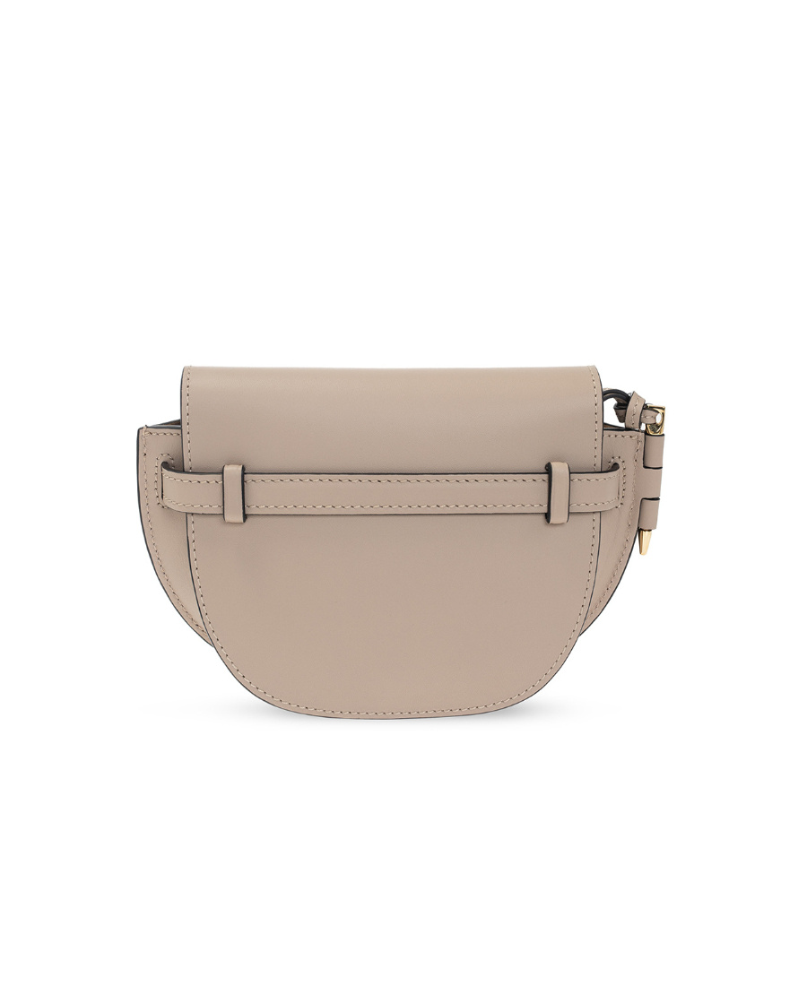 Shop Loewe Mini Gate Dual Bag In Soft Calfskin And Jacquard In Nude