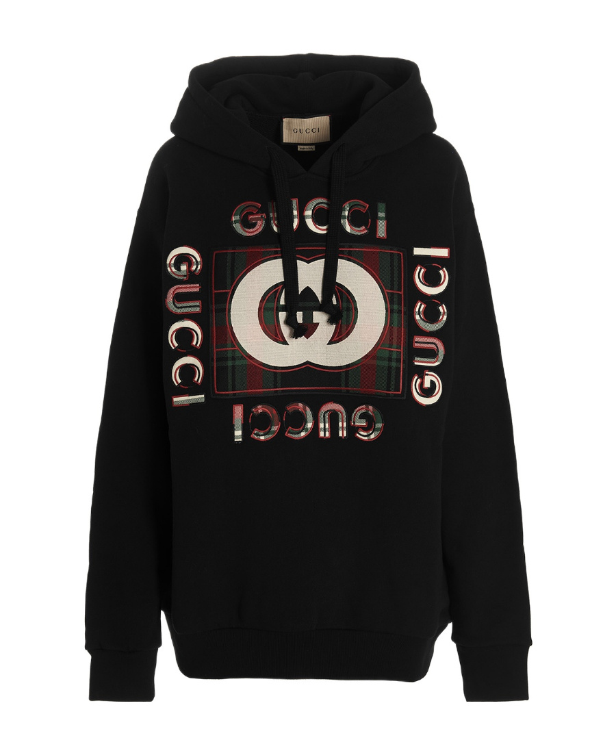Gucci Logo-print Drawstring Hoodie In Black