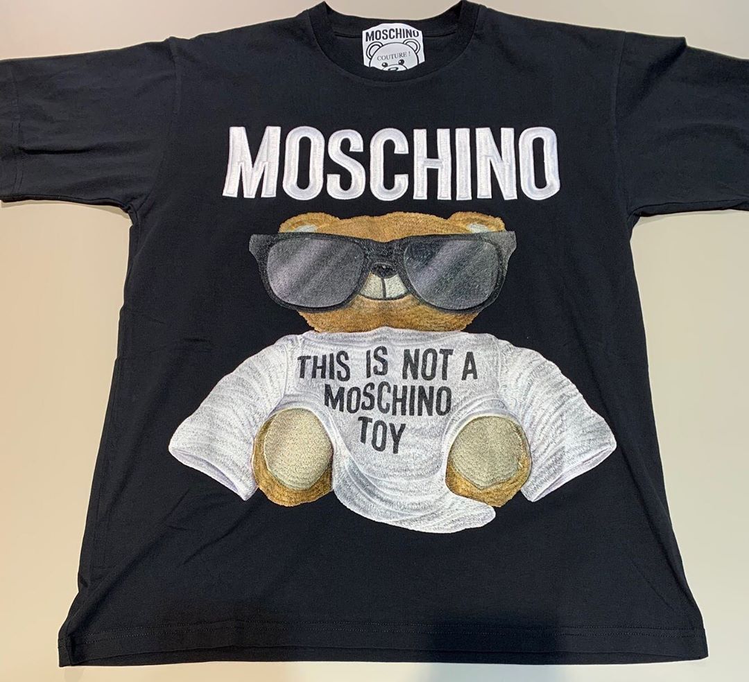 Moschino Teddy Bear Pattern Printed T-shirt In Black