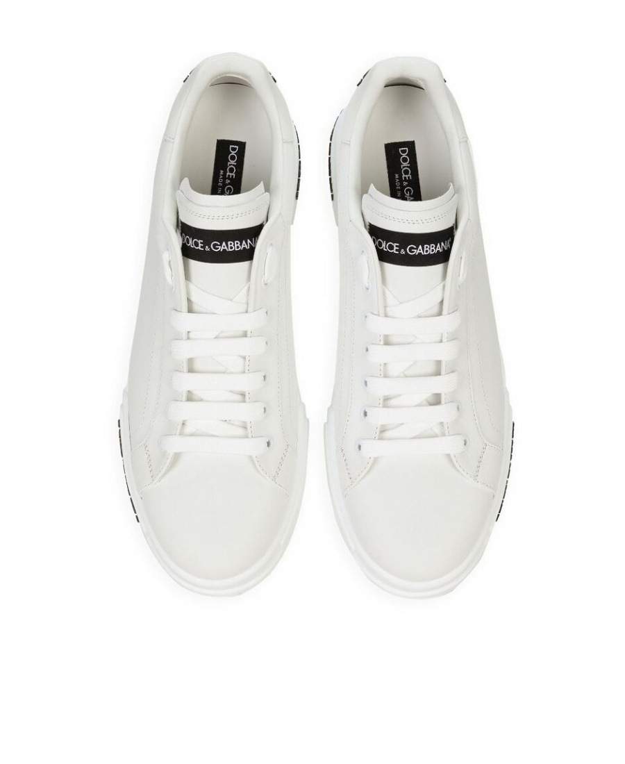 Dolce & Gabbana Leather Sneakers With Lateral Logo Patch In White