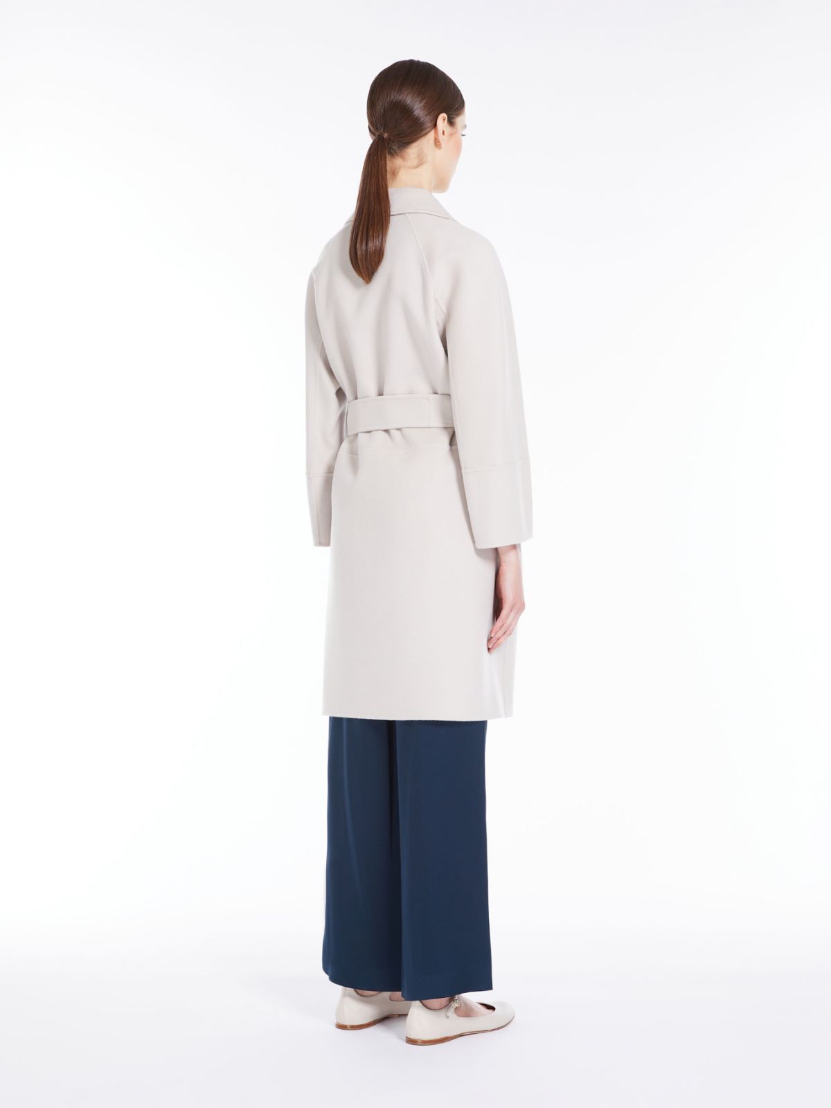Shop Max Mara Wool Long-sleeved Coat In Nude