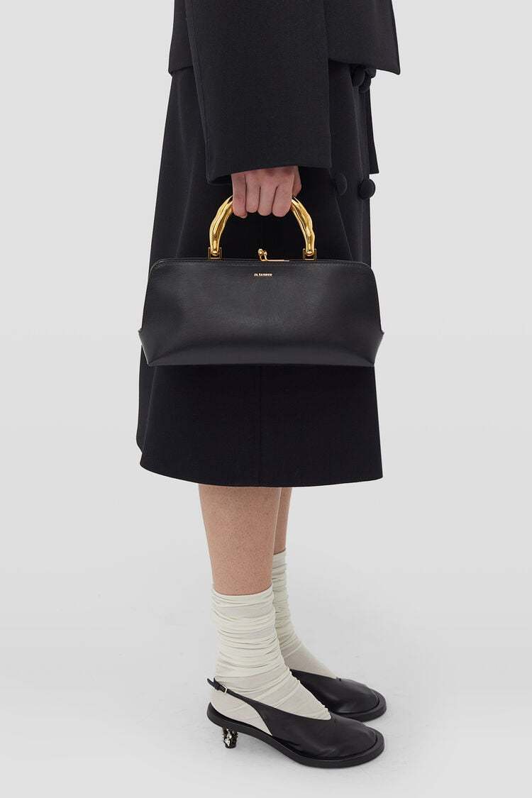 Jil Sander Goji Mini Leather Handbag In Black
