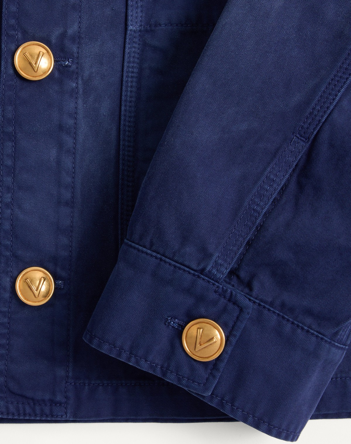 Valentino Gold-button Flap-pocket Jacket In Blue