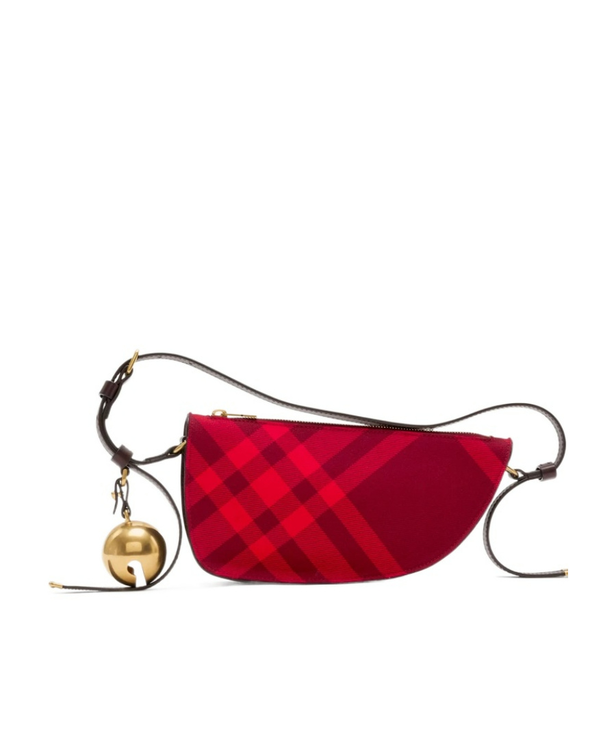 Burberry Mini Shield Check-pattern Shoulder Bag In Red