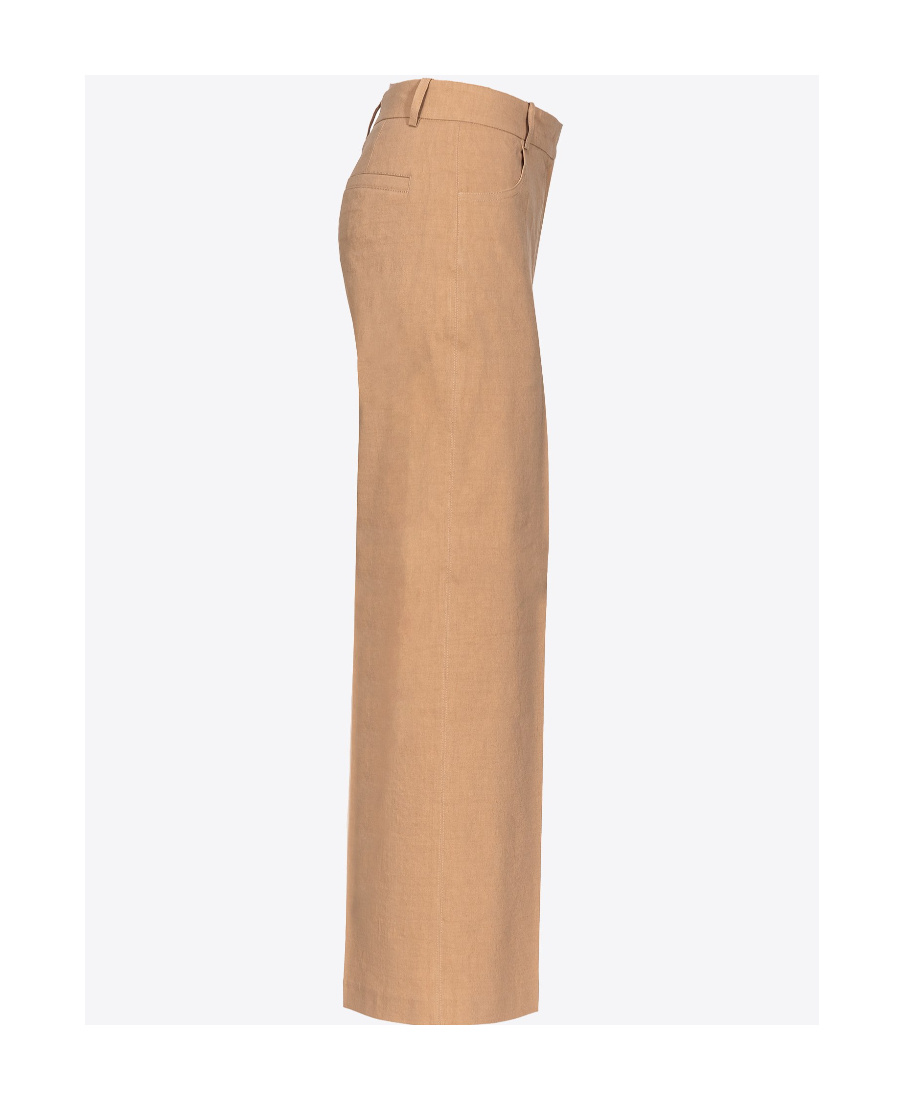 Pinko Wide-leg Trousers With Side Slit In Nude