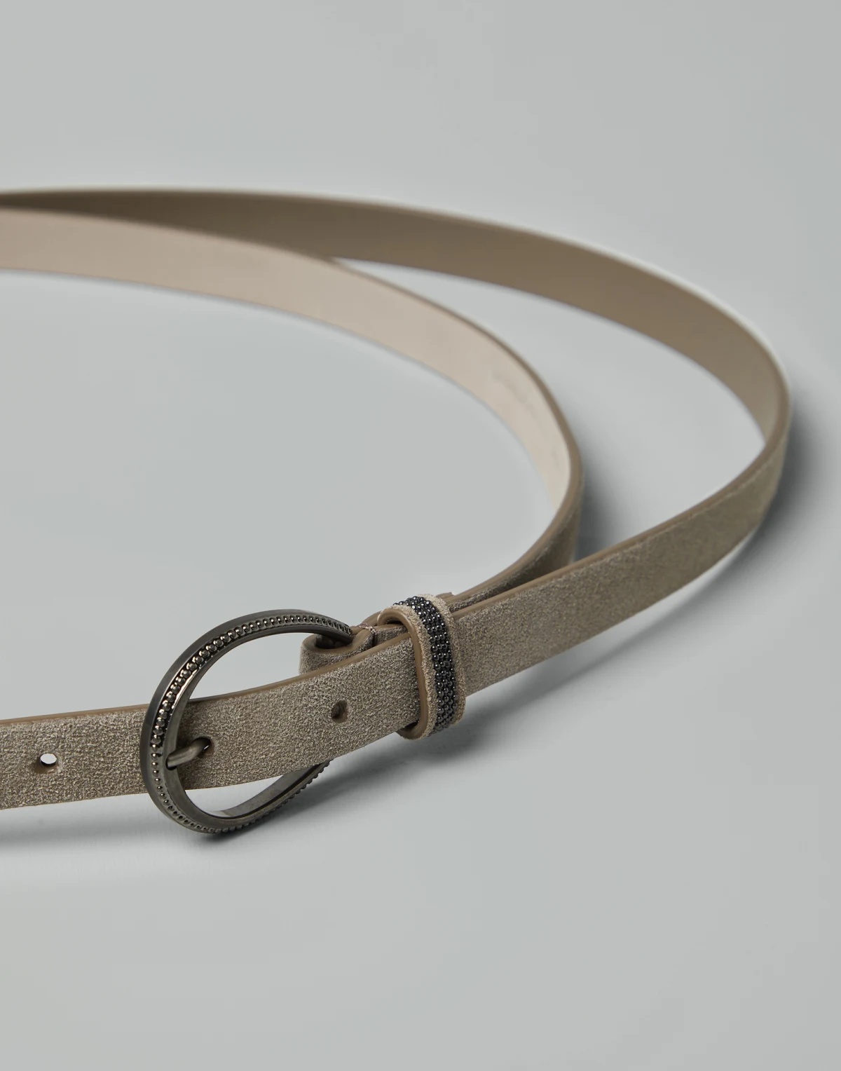 Brunello Cucinelli Monili-detail Suede Belt In Gray