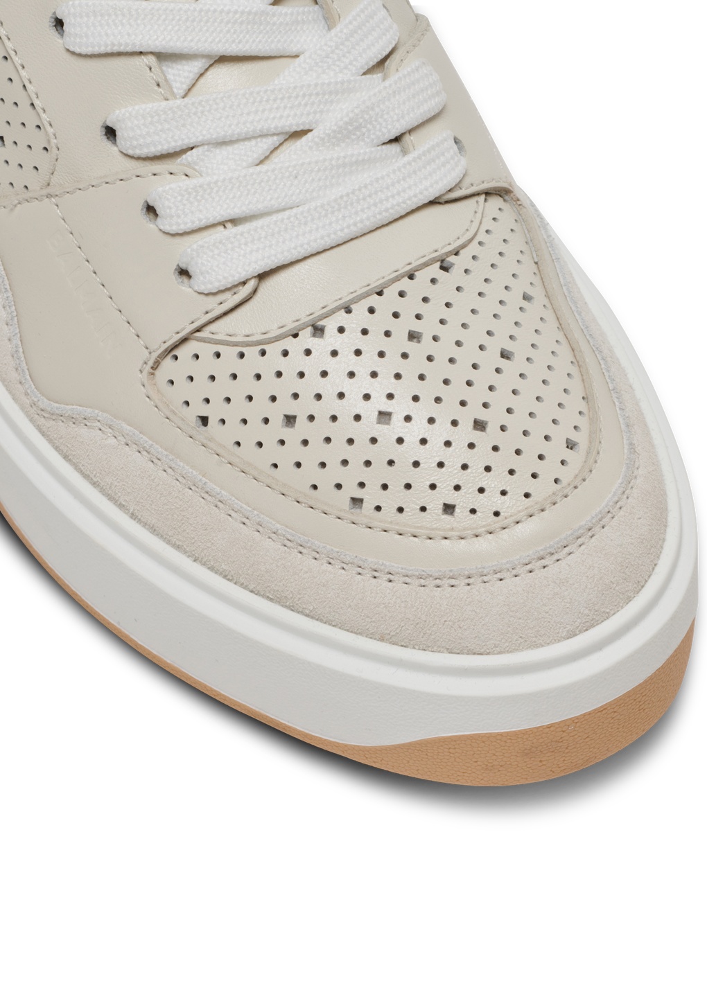 Shop Balmain B-court Flip Leather Trainers In Nude