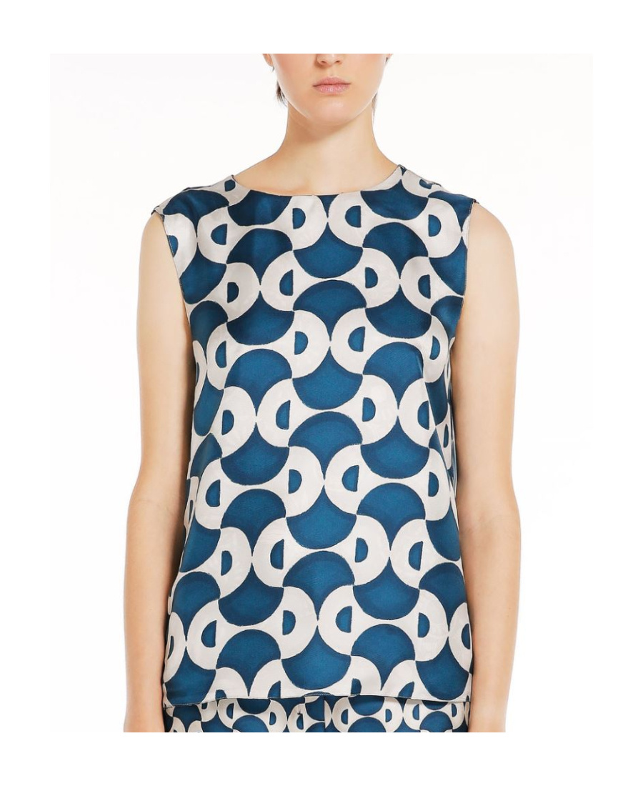Max Mara Reversible Geometric Pattern Top In Blue