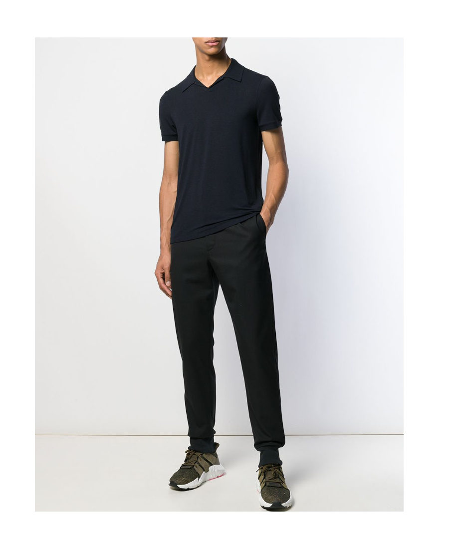 Giorgio Armani Logo Short-sleeved Polo Shirt In Black