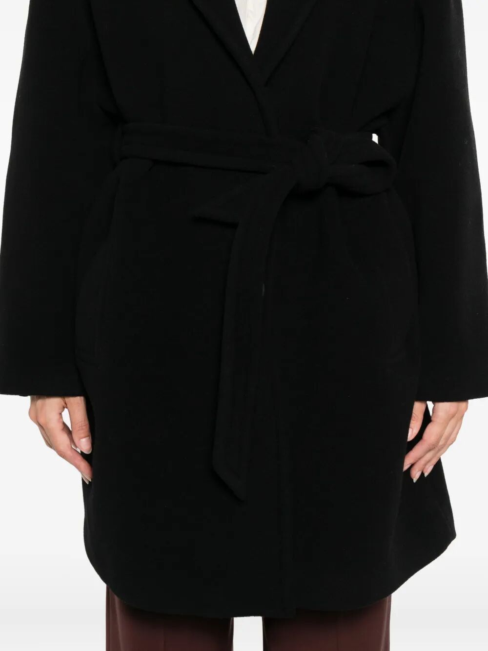 Pinko Belted Button-fastening Coat In Black
