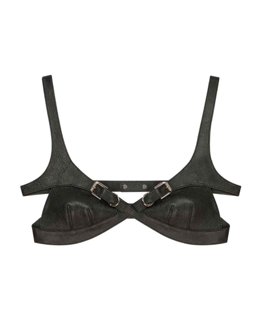 Givenchy Bra Top In Leather With Crossed Effect In Black