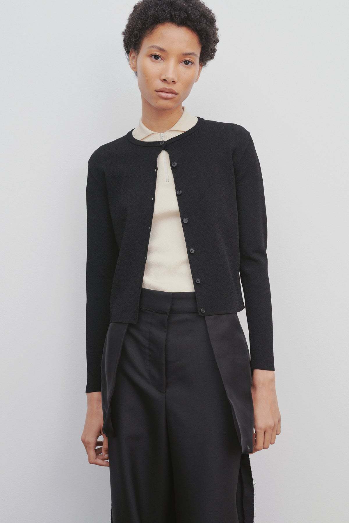 The Row Long-sleeved Button-down Cardigan In Black