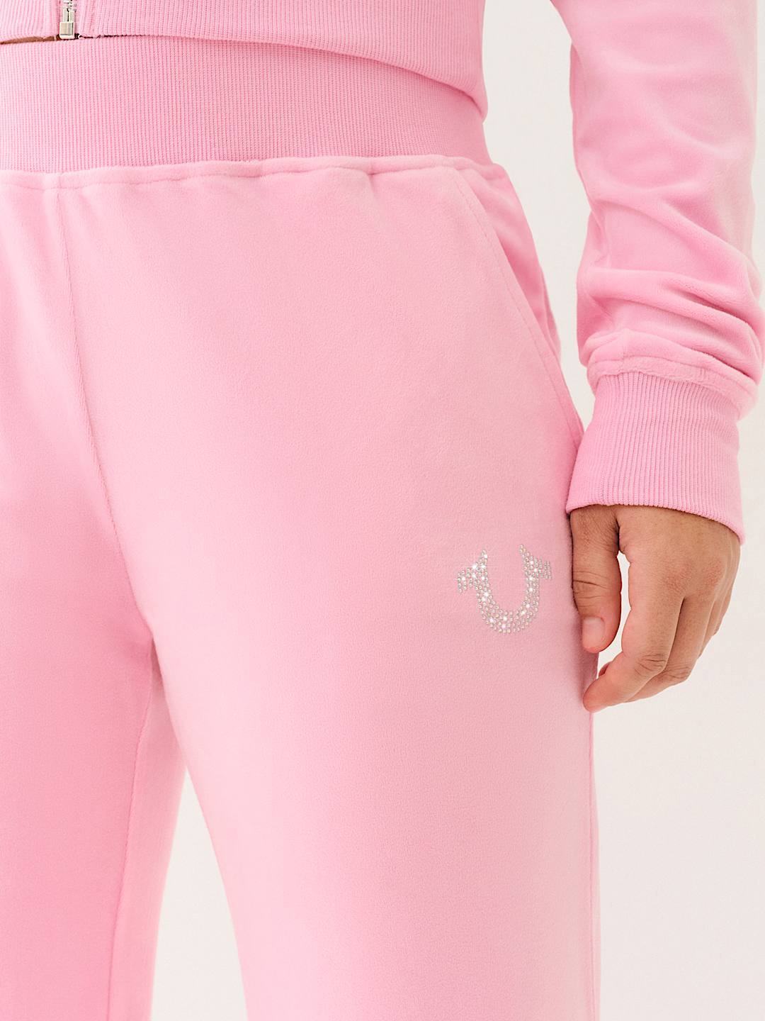 True Religion Velour Crystal Horseshoe Straight Leg Pant In Pattern